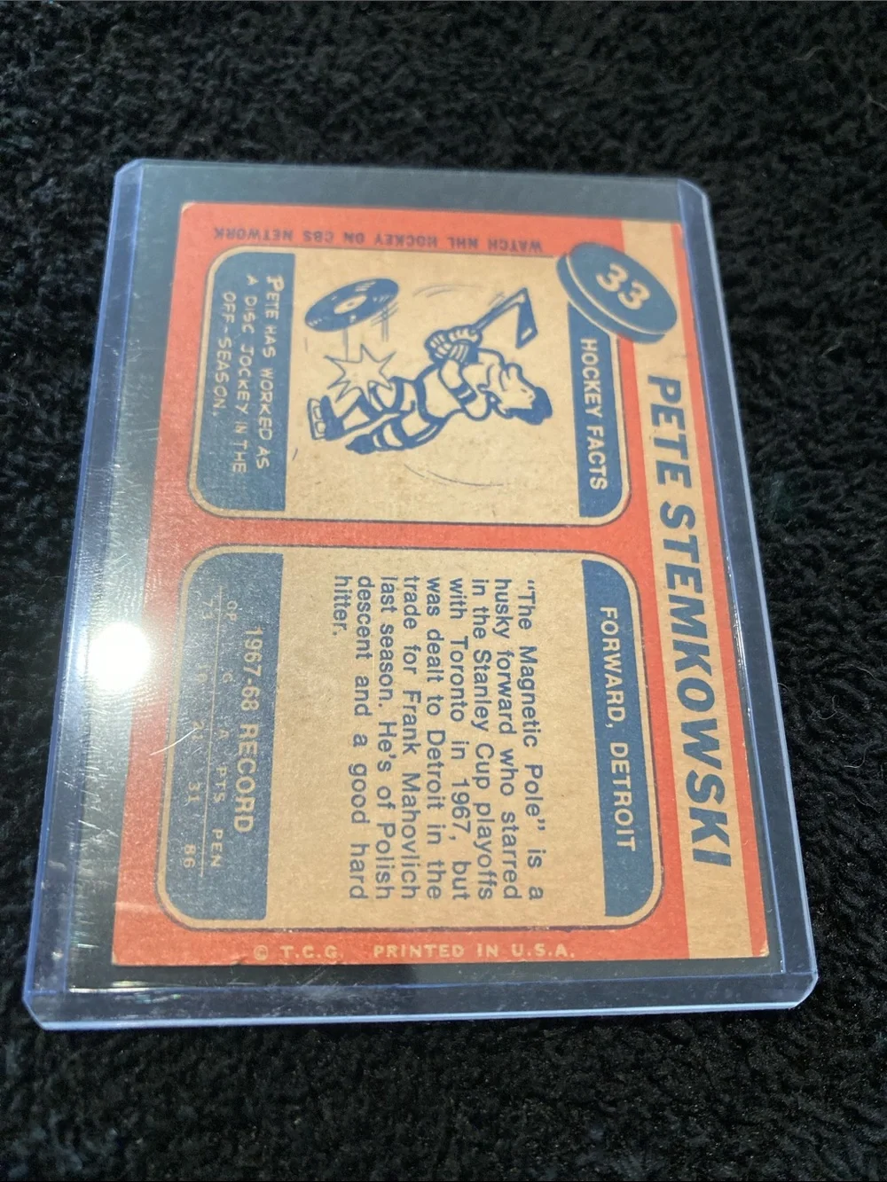Vintage Hockey Card with Toronto Maple Leafs Logo - Blue and Cream
